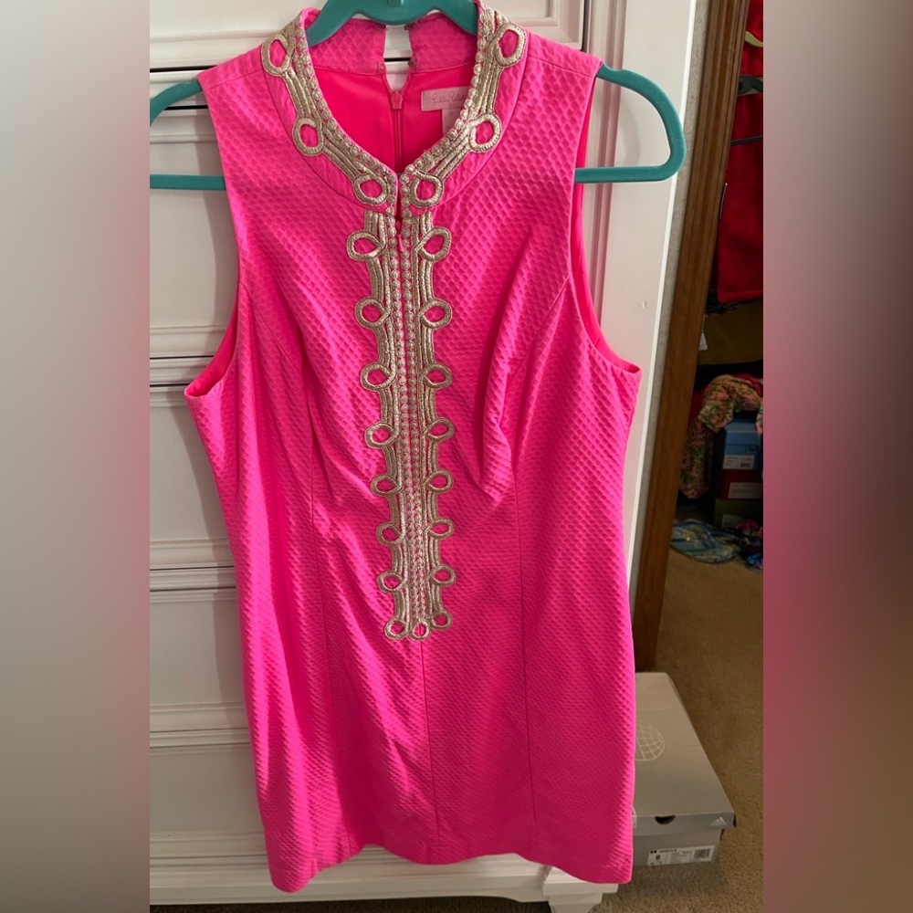 Lilly Pulitzer Pink Mini Dress with Gold Detailing
